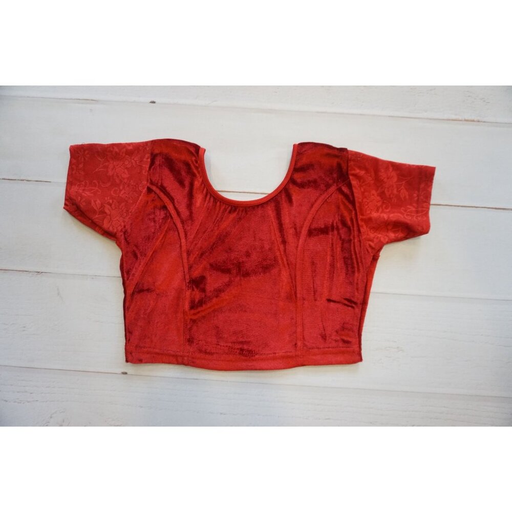 Women's Velvet Solid Short Sleeve Stretchable Readyamde Blouse, Free Size, NWOT
